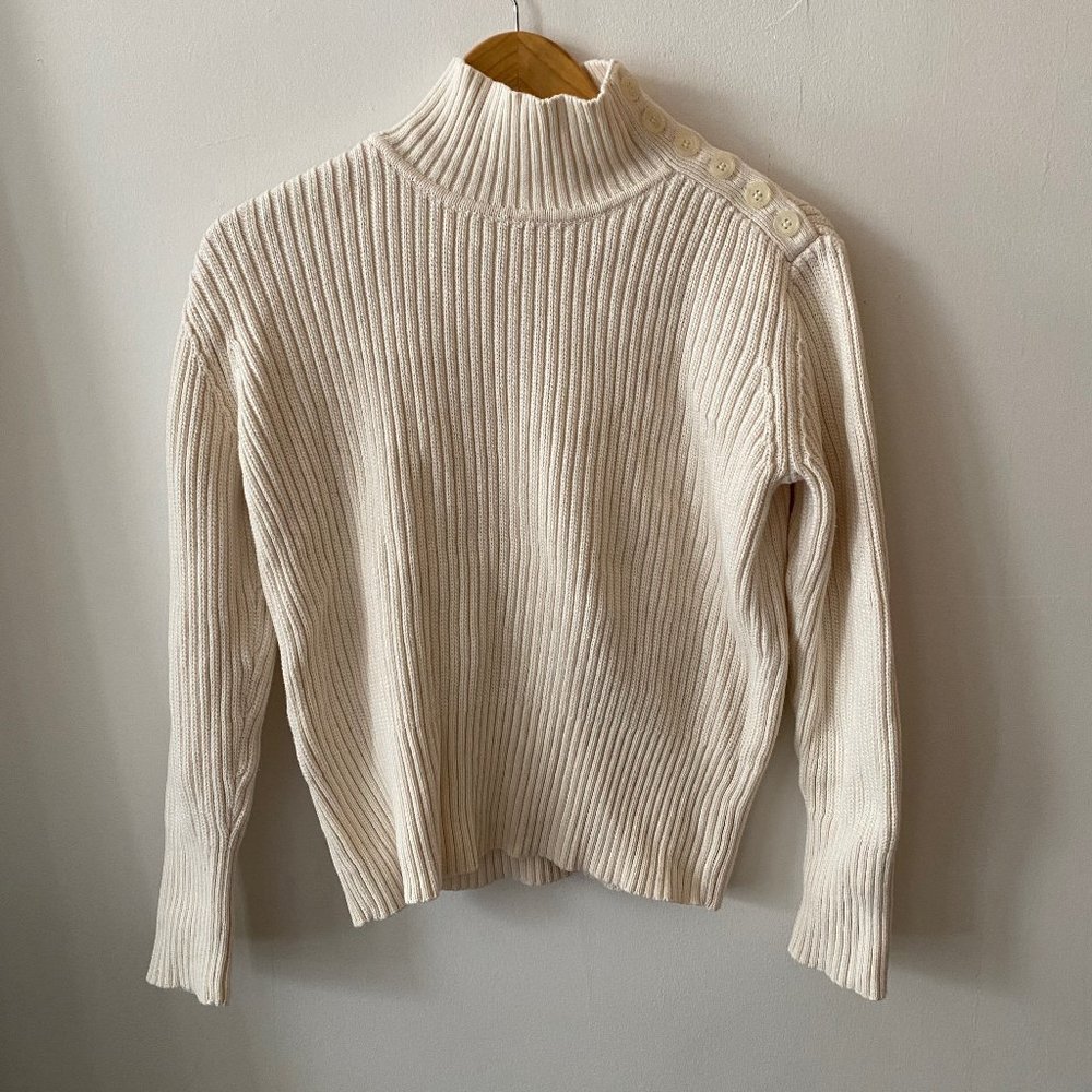 J Jill Cableknit Turtleneck with Button Detail
